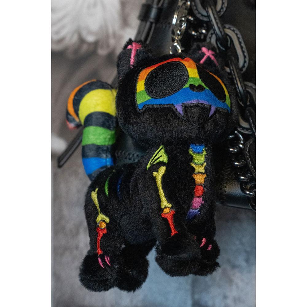 Vampire Freaks - Rainbow Skelekitty Plush 3D Keychain - Rainbow/Black